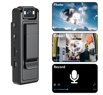 Mini 1080P Body Camera with Photo, Audio, Night Vision & Rotating Clip