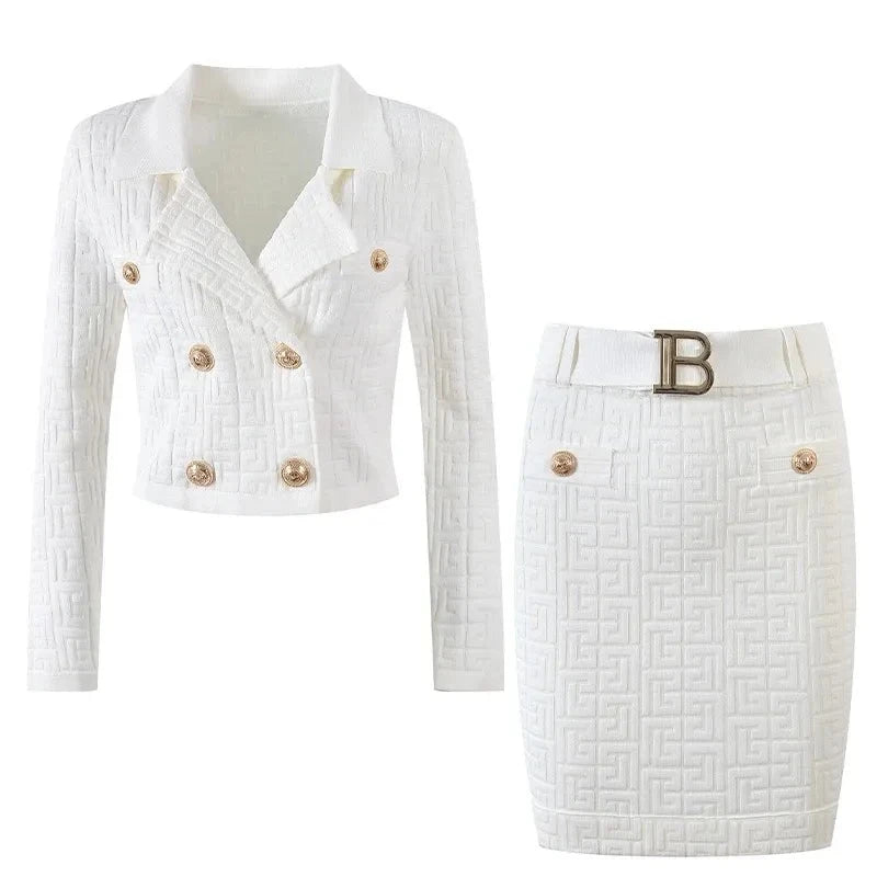 BRENDA Stretch Blazer Sweater Two Piece Sets